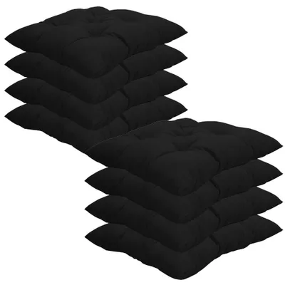 Produktbild von Stuhlkissen 38x38 cm ComfySeat - Sitzkissen mit 6 cm Comfort Sitzpolster - Indoor & Outdoor, Farbe:Schwarz, Set:8er Set
