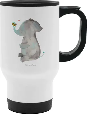 Produktbild von Mr. & Mrs. Panda Kaffeebecher To Go Elefant Biene - Weiß - Geschenk, Becher, Liebe, Hochzeitsgeschenk, Tiere, Thermobecher Groß, Liebesspruch, thermosbecher