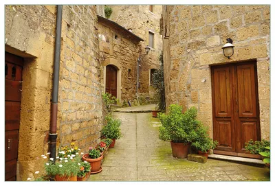 Produktbild von Wallario Küchenrückwand aus Glas, Größe: 90 x 60 cm, Motiv: Weg durch die Altstadt - Toskana in Italien | Spritzschutz | abwischbar | pflegeleicht | in