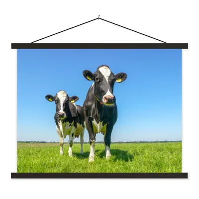 Produktbild von MuchoWow® Textilposter Kühe - Weide - Tiere - Bauernhof 150x113 cm mit holzfarbenen Rahmen - Poster