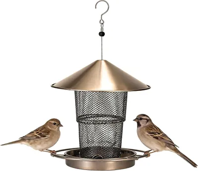 Produktbild von Vögel-Futterspender Vogelfutterspender aus Metall für den Außenbereich zum Aufhängen, Vogelfutterspender aus Metall zum Füttern von kleinen Wildvögeln