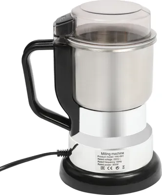 Produktbild von 500ml Elektrický mlýnek na kávu z nerezové oceli s kartáčovou lžící Obilný mlýnek na zrnkovou kávu 300W
