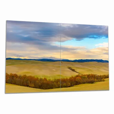 Produktbild von Wallario Herdabdeckplatte aus Glas, Größe 80 x 52 cm 2-teilig, Motiv Herbst in der Toskana