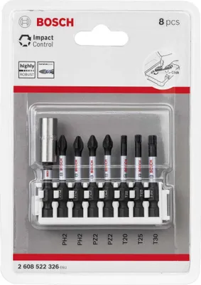 Zdjęcie produktu dla Bosch 2 608 522 326, 7 szt., Phillips, Pozidriv, Torx, PZ 2, T20, T25, T30, Stal, 25,4 / 4 mm (1 / 4")