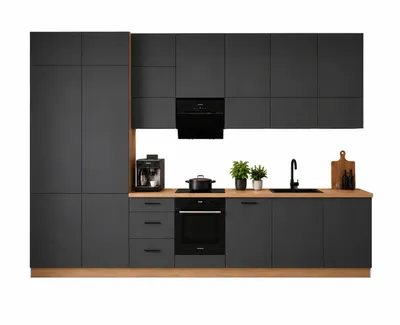 Produktbild von Küchenzeile 380 cm Modulküche Winkelküche Küchenblock Einbauküche ohne Arbeitsplatte, LETANO Lovo 5 Grau mit Push-To-Open