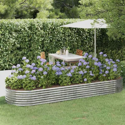 Productafbeelding van vidaXL Verhoogde plantenbak, verzinkt staal, 322x100x36 cm, zilverkleurig