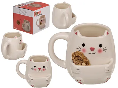 Produktbild von Keramik Trinkbecher Katze mit Keksfach 400 ml
