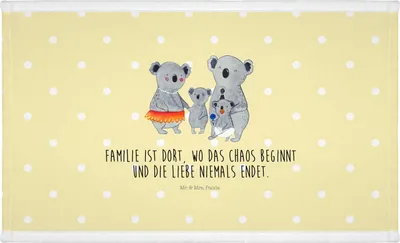 Produktbild von Mr. & Mrs. Panda Handtuch Koala Familie - Gelb Pastell - Geschenk, kleines, Mama, gesichtshandtuch, Muttertag, Flauschtuch, Family, Frotteehandtuch, 50x100, Kinder, Papa