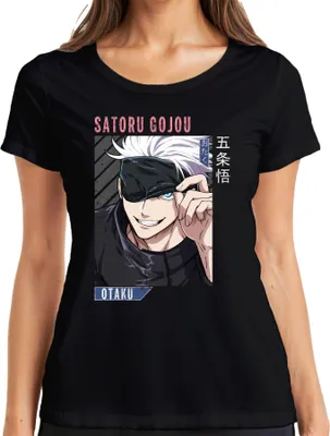 Obrázek produktu pro Satoru Gojou Jujutsu Kaisen Anime Otaku Zavázané oči Bílé vlasy Dámské tričko, černá, L