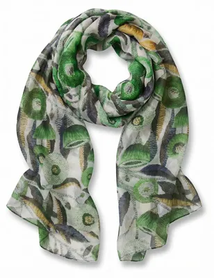 Produktbild von styleBREAKER Damen Schal mit Blumen Muster & kurzen Fransen | weiches Halstuch 180x72 cm | leichter Viskose Sommerschal für Frühling & Übergang