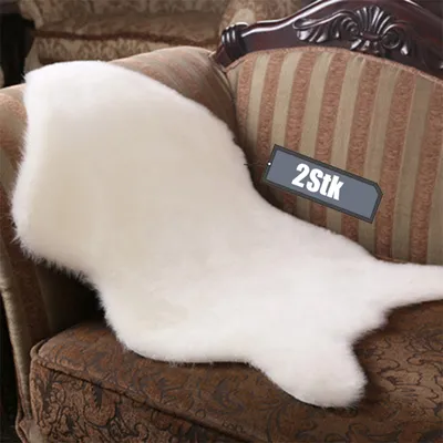 Obrázek produktu pro winterbeauy 2ks koberec z umělé kožešiny, měkký polštář s vysokým vlasem, koberec z umělé jehněčí kůže 40 cm × 60 cm do ložnice dětského pokoje, bílý