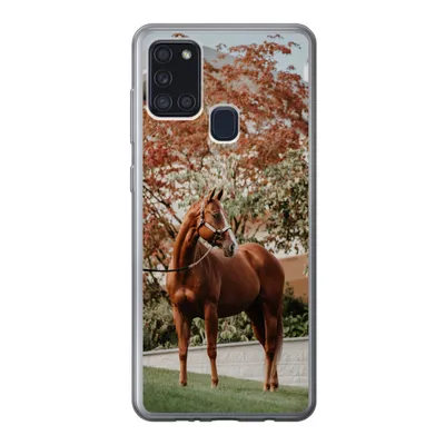Produktbild von MuchoWow® Handyhülle Schutzhülle Hülle für Samsung Galaxy A21s Pferd - Baum - Halfter Silikon Softcase Handy Hülle - Hartschale