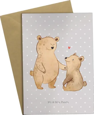 Produktbild von Mr. & Mrs. Panda Glückwunschkarte Bär Großer Bruder - Grau Pastell - Geschenk, einladungskarten, Bären, Geschwister, Grußkarte, Beileidskarte, Muttertag, weihnachtskarten
