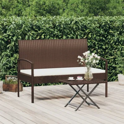 Produktbild von Gartenbank mit Kissen Braun 105 cm Poly Rattan , Gartenbänke Design 2024