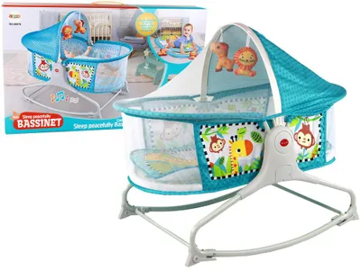 Obrázok produktu pre Hojdacia postieľka 2 v 1 s detskou podložkou a zvukmi – Leantoys