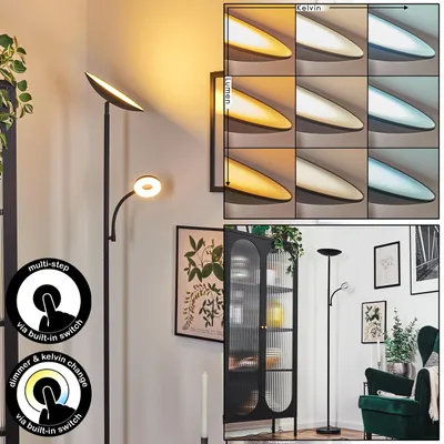 Produktbild von Brusnengo dimmbare Stehlampe aus Metall/Kunststoff in Schwarz/Weiß