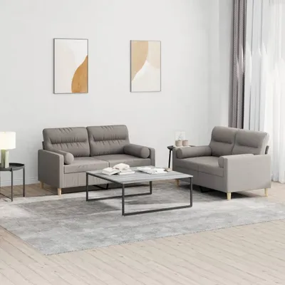 Immagine prodotto di Maison Exclusive - Set divano a 2 posti con cuscini in tessuto color taupe