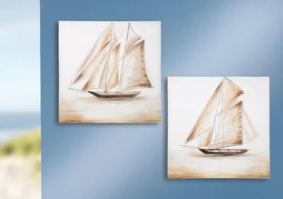 Produktbild von Gilde Bild, quadratisch, "Havanna", Bootmotiv, Leinwand, creme, , , L. 3 cm, B. 60 cm, H. 60 cm 2 Stück wie abgebildet 38402