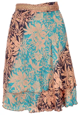 Produktbild von Kurzer Wandelbarer Wickelrock, Boho Minirock Stufenrock, Magic Top - Blau, Damen, Polyester, Röcke