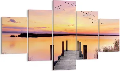 Produktbild von Bild auf Leinwand - Leinwandbild - Fußgängerbrücke Sommer Menschen Liebe - 125x70cm - Wand Bild - Wanddeko - Leinwanddruck - Bilder - Kunstdruck - Leinwand bilder - Wandkunst - EA125x70-3056
