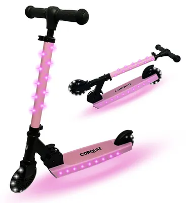 Kinder-Scooter, klappbar, höhenverstellbar, LED-Lichter, bis 60 kg, rosa