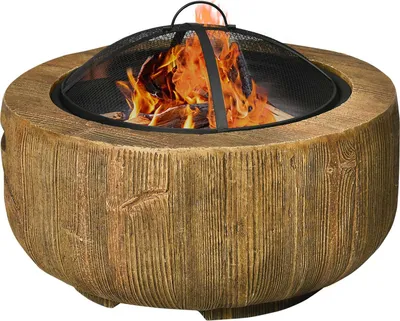 Obrázek produktu pro Fire Bowl Ohniště S Víkem Koš S Pokerovým Pařezem Zahrada Camping Patio Ocel Mgo Brown