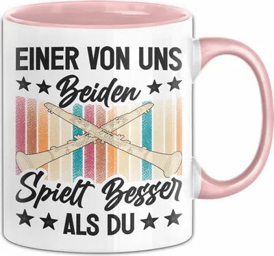 Produktbild von Clarinette Tasse Geschenk Spruch Für Clarinetten-Spieler Einer Von Uns Beiden Spielt Besser Als Du Becher (Rosa)