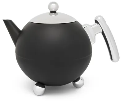 Doppelwandige Teekanne Bella Ronde, Schwarz, 1,2 l