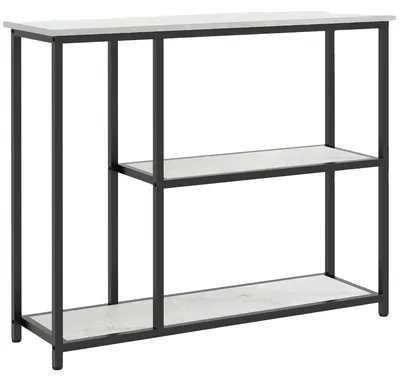 Obrázok produktu pre Konzolový stolík, drevotriesková doska a oceľová konštrukcia, rozmery 100 x 30 x 80 cm, nosnosť 28 kg, vyžaduje montáž, ochrana proti prevráteniu