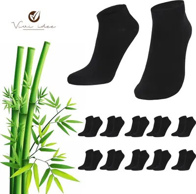 Produktbild von 20 Paar Premium Sneaker Socken aus Bambus Viskose Damen Herren Schwarz 43-46