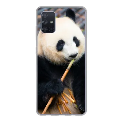 Produktbild von MuchoWow® Handyhülle Schutzhülle Hülle für Samsung Galaxy A71 Großer Panda - Bambus - Blätter Silikon Softcase Handy Hülle - Kartenbesitzer