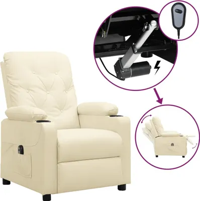 Produktbild von Möbel Relaxsessel Elektrisch Creme Kunstleder - Fernseh- & Relaxsessel 3098866