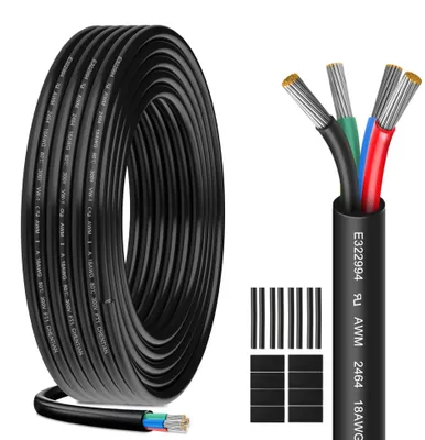 18AWG 4x0,82mm² Elektrokabel, 5 m, 4-adrig, verzinntes Kupfer, 300V