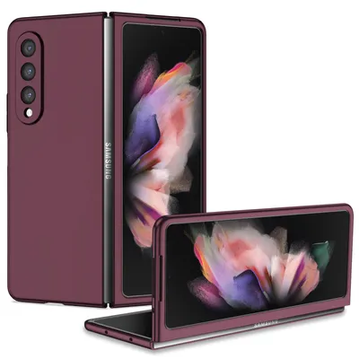 Image de Étui Samsung Z Fold3 5G, étui mince et rigide en PC résistant aux rayures pour Samsung Galaxy Z Fold 3 5G Burgundy
