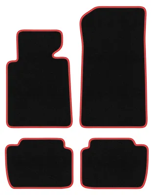 Produktbild von Fußmatten Automatten Velours Schwarz/Rot für BMW 3 E46 1998-2007 Set 4-tlg