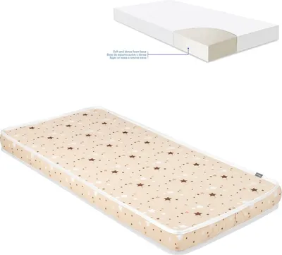 Produktbild von Kikkaboo Babybett Matratze Fantasia Stars 120 x 60 x 9 cm, Bezug aus Baumwolle beige