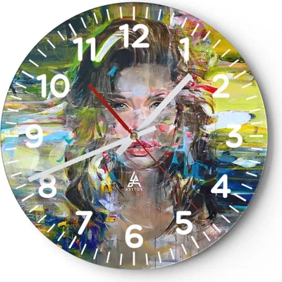 Produktbild von Wanduhr - Rund - Glasuhr - frau modern - 40x40cm - Schleichendes Uhrwerk - Lautlos - zum Aufhängen bereit - Dekoration Modern - Wanddekoration aus Glas - C4AR40x40-3473