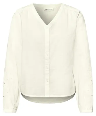 Produktbild von V-neck buttoned blouse w embro 10108 off white Größe 44