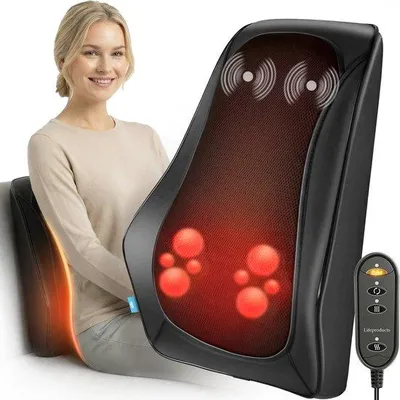 Produktbild von Lifeproducts Massagekissen für Nacken und Rücken – Nackenmassagegerät – Rückenmassage – Shiatsu-Nackenmassagegerät mit Wärme- und Vibrationsfunktion