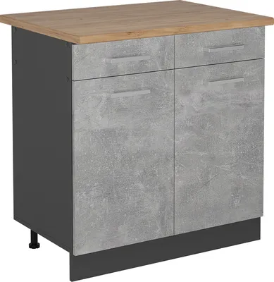 Produktbild von Küchenunterschrank Vicco R-Line Beton 80 cm , AP Eiche, Model 53604