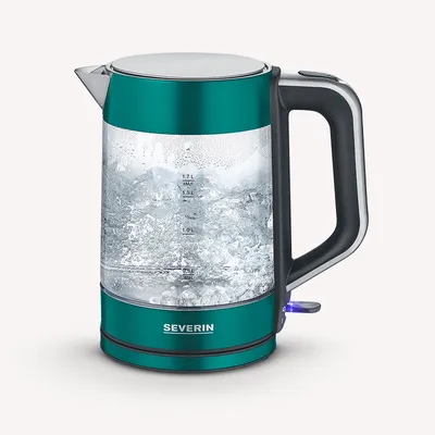 Produktbild von SEVERIN 1,7 L Glas-Wasserkocher - Grün Limited Edition WK 9268 ca. 2200 W WK 9268 aus Edelstahl, gebürstetgrünmattschwarzsilber