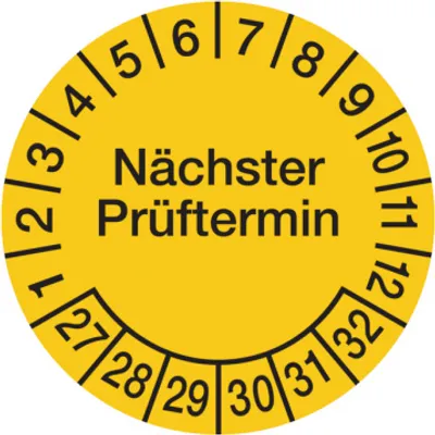 Produktbild von Dreifke® Aufkleber Prüfplakette, Nächster Prüftermin, Folie, gelb/schwarz, Ø ...