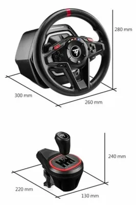 Produktbild von Thrustmaster T128 Shifter Pack, Lenkrad + Pedale + Schalthebel, PC, Xbox One, Xbox One S, Xbox One X, Xbox Series S, Xbox Series X, Taste Handbremse, View button, Setting button, Richtungstasten, Menü-Taste, Schaltfläche Teilen, Analog / Digital, 900°, Kabelgebunden