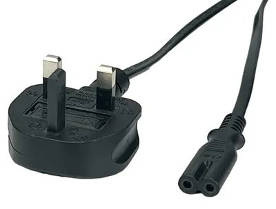 Produktbild von Netzkabel UK-Stecker auf IEC C7, 5 m, 2x0,75 mm², 2,5 A, schwarz