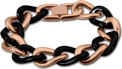 Produktbild von Amello Panzer Armband rosegold schwarz Damen Schmuck Edelstahl D2ESAX22S8