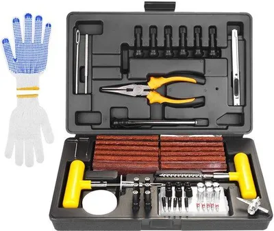 Productafbeelding van 100-delige Bandenreparatieset met Bandenspanningsmeter en Handschoenen