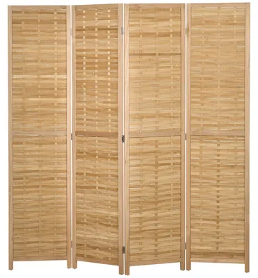 Obrázok produktu pre Štvor-dielny paravent z bambusu | Farba: hnedá | Rozmery: 160 x 1,8 x 170 cm