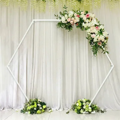 Image de Arche de mariage DIY Vrygle 2 m, cadre floral hexagonal décoratif, arche de jardin et de fond pour les mariages, décoration d'intérieur et d'extérieur