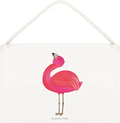Produktbild von Mr. & Mrs. Panda hängeschild Flamingo Stolz DIN A5 - Transparent - Geschenk, Freude, Mama, Freundin, Wandbild Holz, holzbild, Schild, wandtafel, kleine aufmerksamkeit
