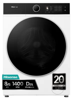 Obrázek produktu pro Hisense WD5I8043BWF, Přední plnění, Stojací, Bílá, Levý, Černá, Černá